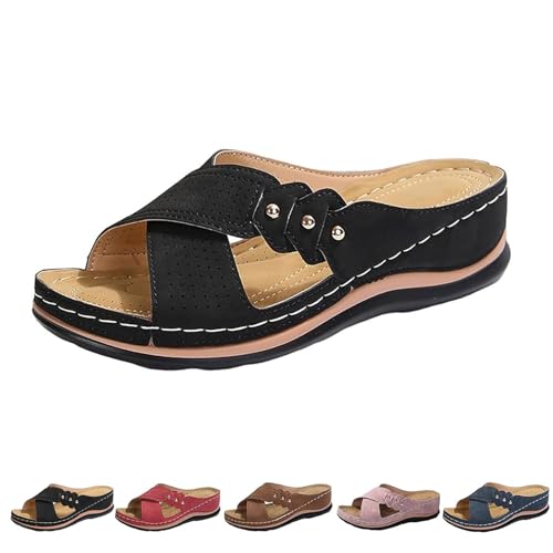 AMOUSDRDR Damen Orthopädische Keilsandalen mit Fußgewölbeunterstützung Sommer Casual Slip On Walking Hausschuhe Plattform Open Toe Strandschuhe, Schwarz , 39 EU AMOUSDRDR Damen Orthopädische Keilsandalen mit Fußgewölbeunterstützung Sommer Casual Slip On Walking Hausschuhe Plattform Open Toe Strandschuhe, Schwarz , 39 EU von AMOUSDRDR