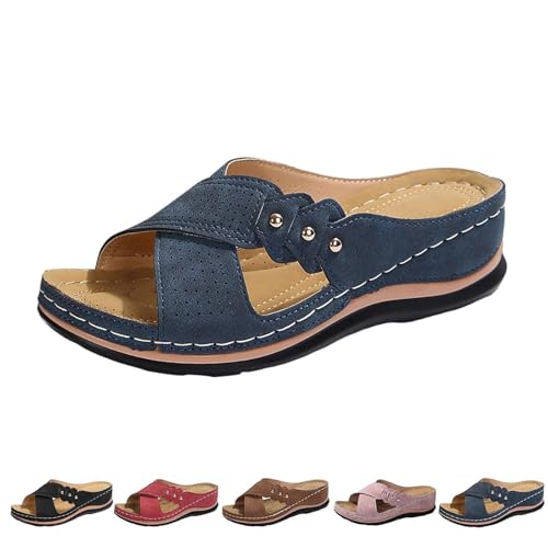 AMOUSDRDR Damen Orthopädische Keilsandalen mit Fußgewölbeunterstützung Sommer Casual Slip On Walking Hausschuhe Plattform Open Toe Strandschuhe, blau, 39 EU AMOUSDRDR Damen Orthopädische Keilsandalen mit Fußgewölbeunterstützung Sommer Casual Slip On Walking Hausschuhe Plattform Open Toe Strandschuhe, blau, 39 EU von AMOUSDRDR