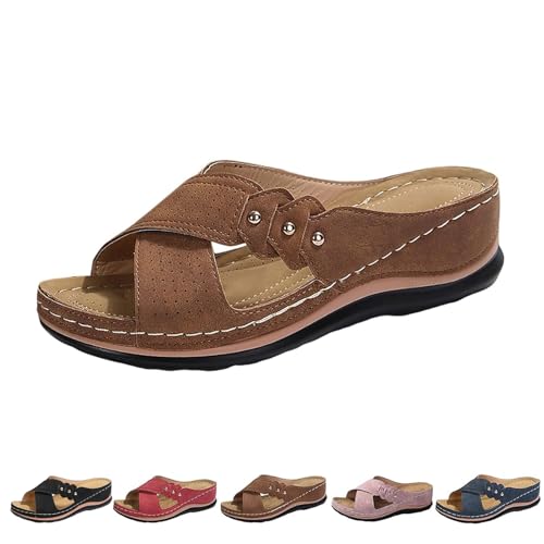 AMOUSDRDR Damen Orthopädische Keilsandalen mit Fußgewölbeunterstützung Sommer Casual Slip On Walking Hausschuhe Plattform Open Toe Strandschuhe, braun, 39 EU AMOUSDRDR Damen Orthopädische Keilsandalen mit Fußgewölbeunterstützung Sommer Casual Slip On Walking Hausschuhe Plattform Open Toe Strandschuhe, braun, 39 EU von AMOUSDRDR