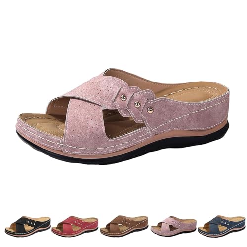 AMOUSDRDR Damen Orthopädische Keilsandalen mit Fußgewölbeunterstützung Sommer Casual Slip On Walking Hausschuhe Plattform Open Toe Strandschuhe, rose, 39 EU AMOUSDRDR Damen Orthopädische Keilsandalen mit Fußgewölbeunterstützung Sommer Casual Slip On Walking Hausschuhe Plattform Open Toe Strandschuhe, rose, 39 EU von AMOUSDRDR