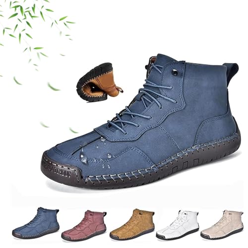 AMOUSDRDR Herren-Schnürstiefel, italienische handgefertigte Lederstiefel, bequeme handgefertigte Lederstiefel, wasserdicht, rutschfest, Outdoor-Wanderschuhe, mit Fußgewölbeunterstützung, blau, 0 UK AMOUSDRDR Herren-Schnürstiefel, italienische handgefertigte Lederstiefel, bequeme handgefertigte Lederstiefel, wasserdicht, rutschfest, Outdoor-Wanderschuhe, mit Fußgewölbeunterstützung, blau, 0 UK von AMOUSDRDR