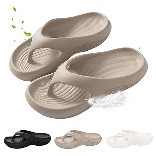 AMOUSDRDR Pillow Arch Support Flip Flops Slides for Women Comfort Platform Walking Cloud Slides, Non-Slip Orthopedic Slippers Sandals, grau, 39 EU von AMOUSDRDR