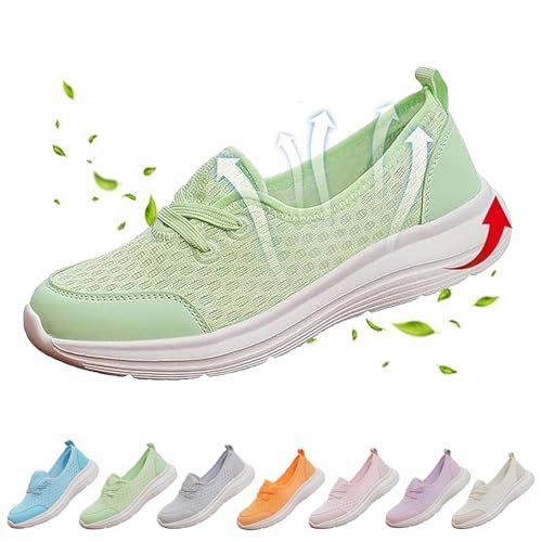 Damen Weiche Sohle Mesh Komfort Orthopädische Schuhe Atmungsaktive Slip-on Flache Wanderschuhe Leichte rutschfeste Casual Sneakers, grün, 38 EU Damen Weiche Sohle Mesh Komfort Orthopädische Schuhe Atmungsaktive Slip-on Flache Wanderschuhe Leichte rutschfeste Casual Sneakers, grün, 38 EU von AMOUSDRDR