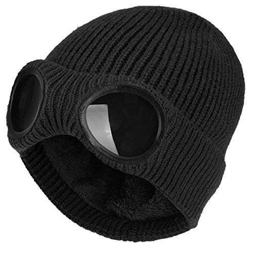 AMOYER Unisex Wolle Gestrickte Goggles Beanie Warmer Winter Stilvoller Hut Herbst Outdoor Sport Cap von AMOYER