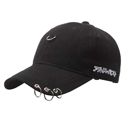 Baumwolle Baseball Cap K-Pop-Jungen-Mädchen Im Freien Eisen Ring Baseball-Mütze Lässige Adjustable Vati-Hut Hip Hop-Hut von AMOYER