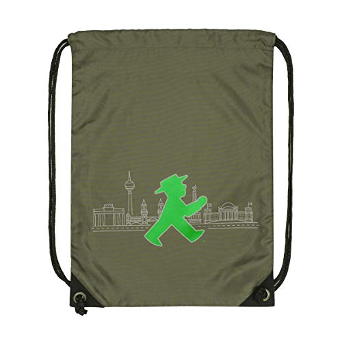 AMPELMANN Mitläufer - Sportbeutel & Reflektor - 33 x 45 cm olive Polyester mit Geher & Berlin Silhouette von AMPELMANN