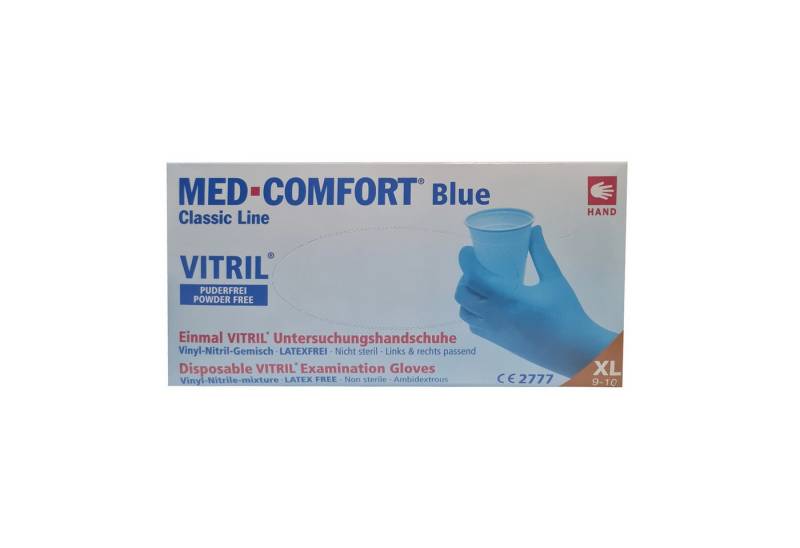 AMPri Einweghandschuhe 100Stk. Vitril Haushaltshandschuhe Med Comfort Blue XL Nitril Gloves von AMPri