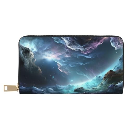 AMREWQYL 3D Graphics Universe Space Printed Leather Wallet Women Travel Wallet Credit Card Wallet, Weiss/opulenter Garten, Einheitsgröße von AMREWQYL