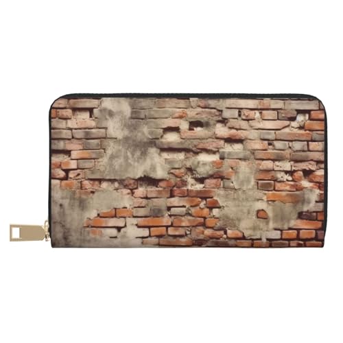 AMREWQYL Ancient Worn Brick Wall Printed Leather Wallet Women Travel Wallet Credit Card Wallet, Weiss/opulenter Garten, Einheitsgröße von AMREWQYL