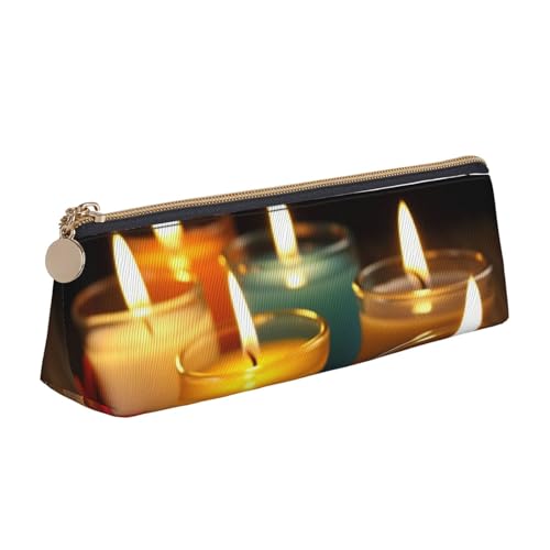 AMREWQYL Aromatische Kerzen bedrucktes Leder-Federmäppchen, tragbare Schreibwaren-Tasche von AMREWQYL