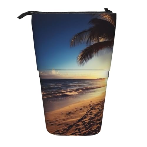 AMREWQYL Bedruckte Teleskop-Aufbewahrungstasche für Bleistifte mit Aussicht auf den Strand von AMREWQYL