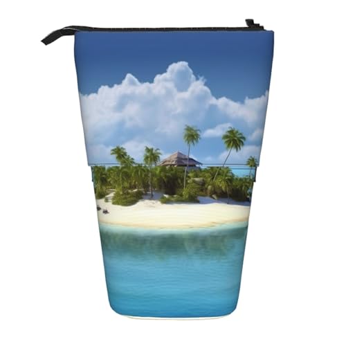 AMREWQYL Bedruckte Teleskop-Aufbewahrungstasche mit Insel- und Strandmotiv von AMREWQYL