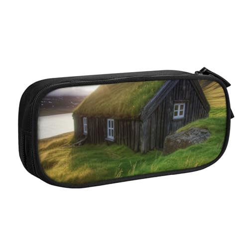 AMREWQYL Bedrucktes Federmäppchen, Motiv: Islandhütte, Federmäppchen, Schreibwaren-Aufbewahrungsbox von AMREWQYL