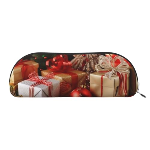 AMREWQYL Bedrucktes Federmäppchen aus Leder für Weihnachtsdekoration, tragbares Schreibwarenetui von AMREWQYL