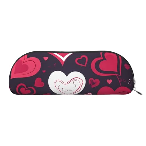 AMREWQYL Bedrucktes Federmäppchen aus Leder mit Aufschrift "Happy Valentine's Day", tragbare Schreibwaren-Tasche von AMREWQYL