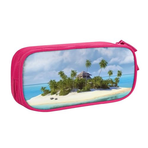 AMREWQYL Bedrucktes Federmäppchen mit Insel und Strand von AMREWQYL