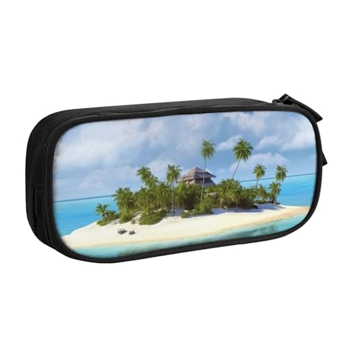 AMREWQYL Bedrucktes Federmäppchen mit Insel und Strand von AMREWQYL