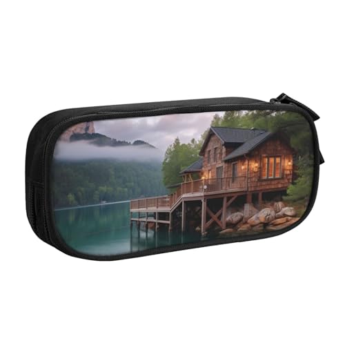 AMREWQYL Bedrucktes Federmäppchen mit Lake House Views-Motiv von AMREWQYL