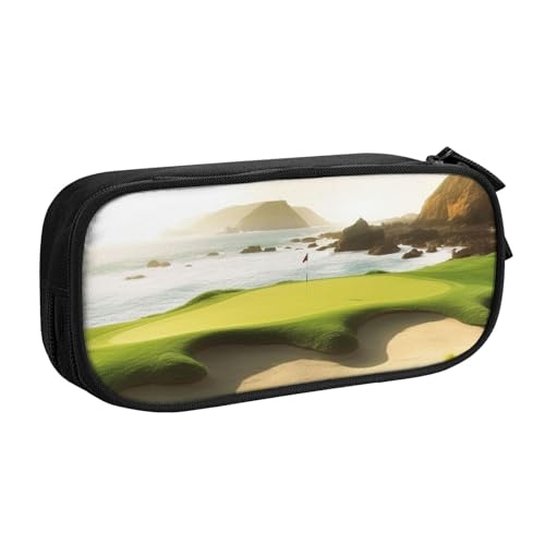 AMREWQYL Bedrucktes Federmäppchen mit Strand-Golfplatz, Federmäppchen, Schreibwaren-Aufbewahrungsbox von AMREWQYL