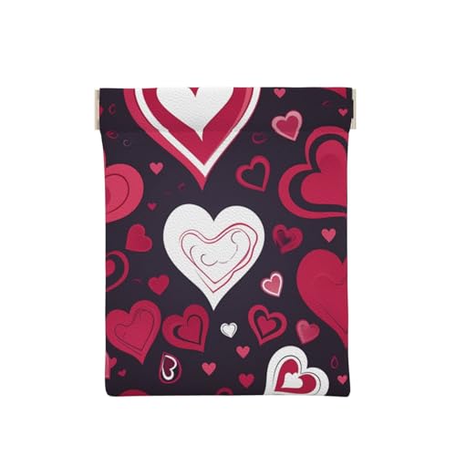 AMREWQYL Bedrucktes Leder-Münzetui mit Druckknöpfen "Happy Valentine's Day", tragbare Münztasche, Weiss/opulenter Garten, Einheitsgröße, Münzgeldbörse von AMREWQYL
