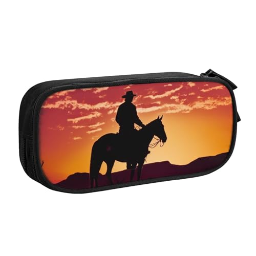 AMREWQYL Cowboy West bedrucktes Federmäppchen, Federmäppchen, Schreibwaren-Aufbewahrungsbox von AMREWQYL