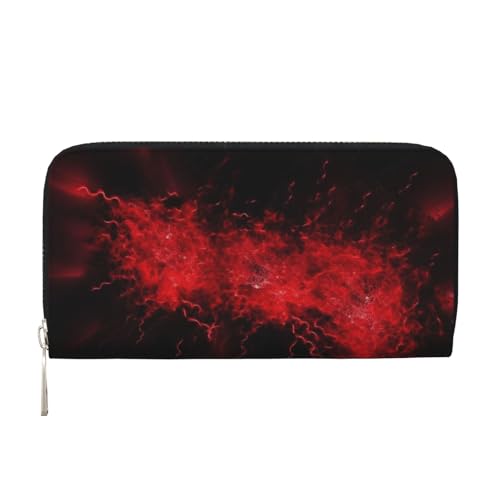 AMREWQYL Explosion Burst Rot Schwarz Bedrucktes Leder Handbrieftasche Damen Reisebrieftasche Kreditkartenetui, Schwarz, Einheitsgröße von AMREWQYL