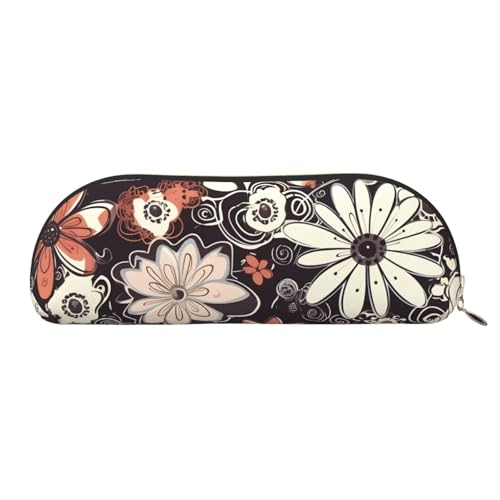 AMREWQYL Federmäppchen, Motiv: Herzen von Blumen, Leder, tragbar, Schreibwarenetui von AMREWQYL