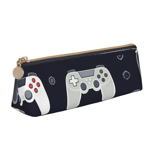 AMREWQYL Federmäppchen aus Leder, Motiv: Game Controller, tragbar, Schreibwarenetui von AMREWQYL
