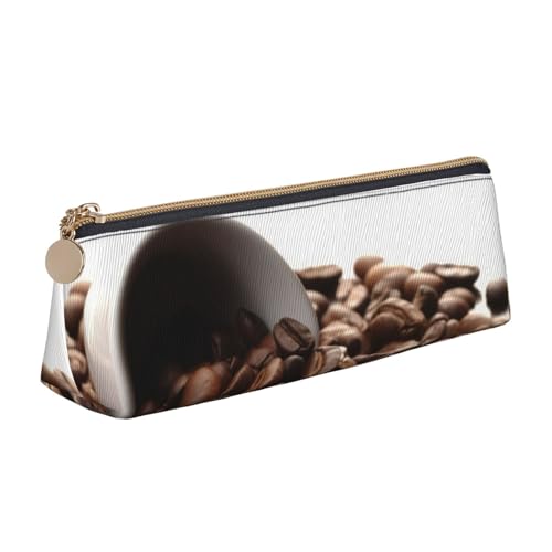 AMREWQYL Federmäppchen aus Leder, Motiv: Kaffeebohnen, tragbar, Schreibwarenetui von AMREWQYL