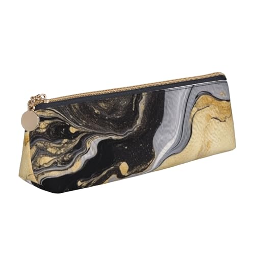 AMREWQYL Federmäppchen aus Leder, mit schwarzer goldener Marmor-Tinte, tragbare Schreibwaren-Tasche von AMREWQYL