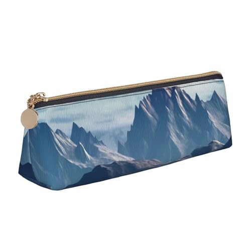 AMREWQYL Federmäppchen aus Leder mit Bergmotiv, tragbare Schreibwaren-Tasche von AMREWQYL