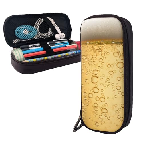 AMREWQYL Federmäppchen aus Leder mit Bierblasen-Aufdruck von AMREWQYL