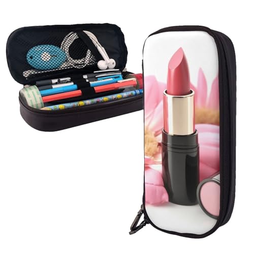 AMREWQYL Federmäppchen aus Leder mit Blütenblatt-Motiv von AMREWQYL