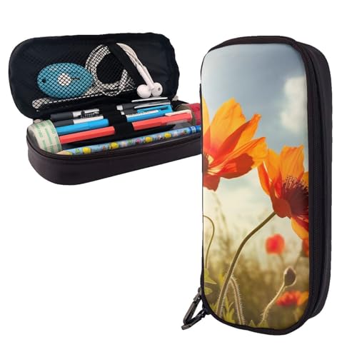 AMREWQYL Federmäppchen aus Leder mit Blumenmuster unter der Sonne von AMREWQYL