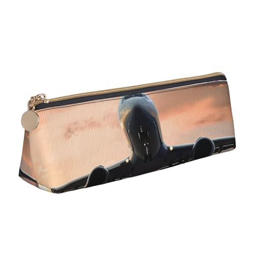 AMREWQYL Federmäppchen aus Leder mit Flugzeug-Kunstdruck, tragbare Schreibwaren-Tasche von AMREWQYL