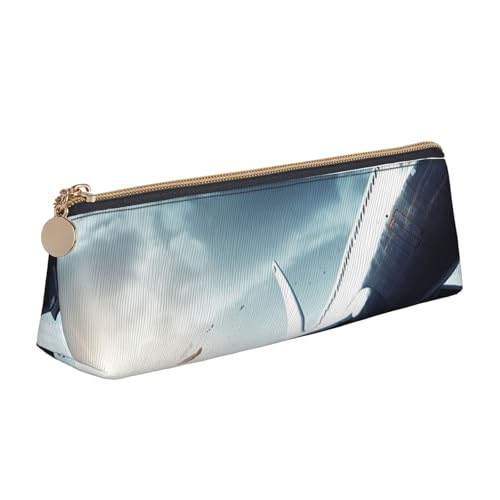 AMREWQYL Federmäppchen aus Leder mit Flugzeug-Motiv, tragbare Schreibwaren-Tasche von AMREWQYL