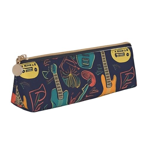AMREWQYL Federmäppchen aus Leder mit Gitarren-Motiv, tragbare Schreibwaren-Tasche von AMREWQYL
