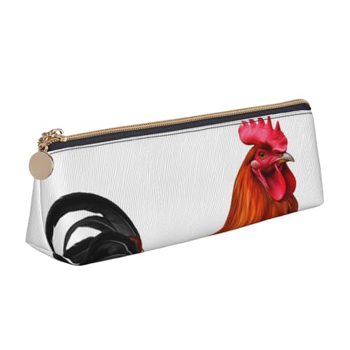 AMREWQYL Federmäppchen aus Leder mit Huhn-Motiv, tragbar, Schreibwarenetui von AMREWQYL