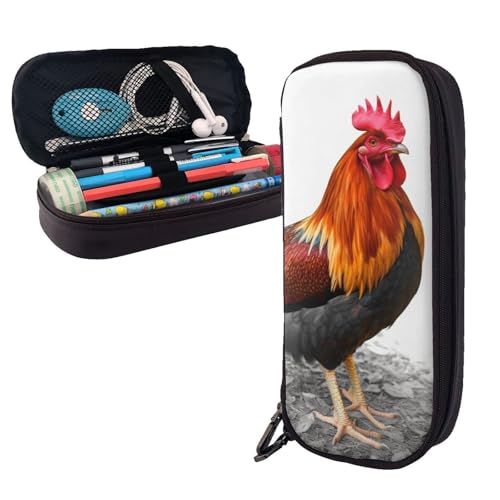 AMREWQYL Federmäppchen aus Leder mit Huhn-Motiv von AMREWQYL