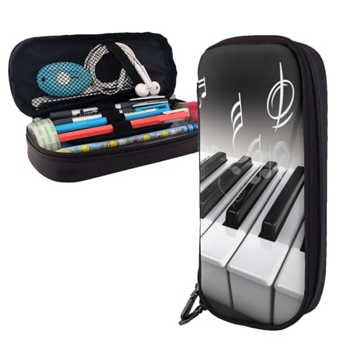 AMREWQYL Federmäppchen aus Leder mit Klaviermusik-Symbol von AMREWQYL