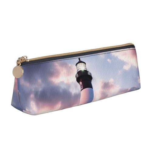 AMREWQYL Federmäppchen aus Leder mit Leuchtturm-Motiv, tragbare Schreibwaren-Tasche von AMREWQYL