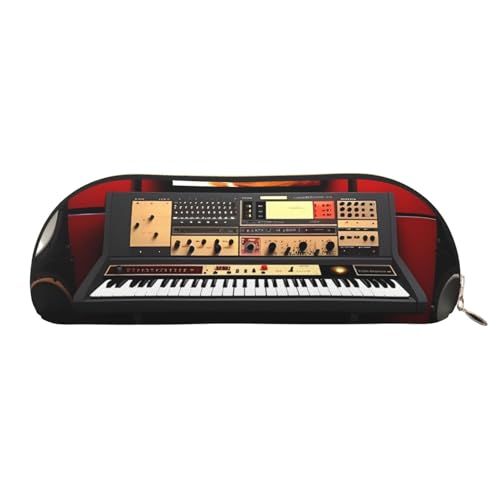 AMREWQYL Federmäppchen aus Leder mit Musikstudio-Motiv, tragbare Schreibwaren-Tasche von AMREWQYL