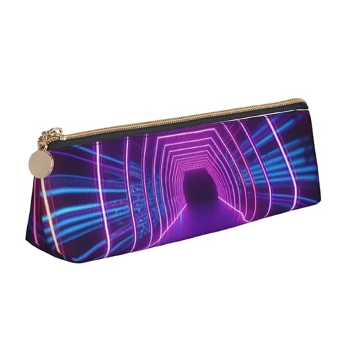 AMREWQYL Federmäppchen aus Leder mit Neonlichtern, Tunneldruck, tragbare Schreibwaren-Tasche von AMREWQYL