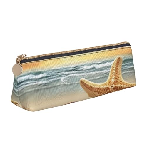 AMREWQYL Federmäppchen aus Leder mit Seestern-Motiv, tragbare Schreibwaren-Tasche von AMREWQYL