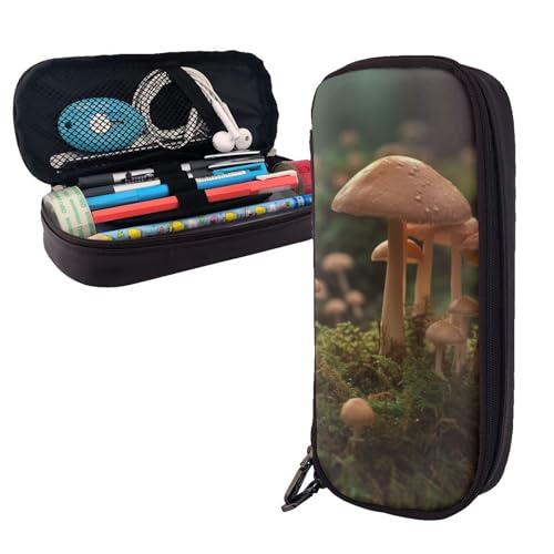 AMREWQYL Federmäppchen aus Leder mit Wildpilz-Motiv von AMREWQYL