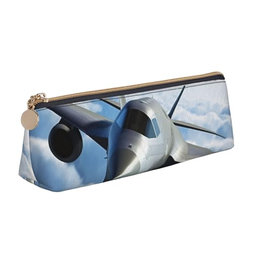 AMREWQYL Federmäppchen aus Leder mit fliegendem Flugzeug, tragbare Schreibwaren-Tasche von AMREWQYL