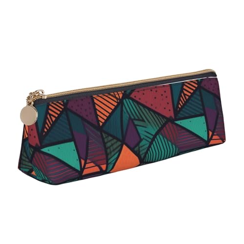 AMREWQYL Federmäppchen aus Leder mit geometrischem Muster, tragbare Schreibwaren-Tasche von AMREWQYL