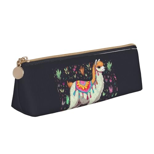 AMREWQYL Federmäppchen aus Leder mit indischem Alpaka-Aufdruck, tragbare Schreibwaren-Tasche von AMREWQYL