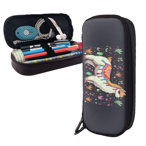 AMREWQYL Federmäppchen aus Leder mit indischem Alpaka-Aufdruck von AMREWQYL