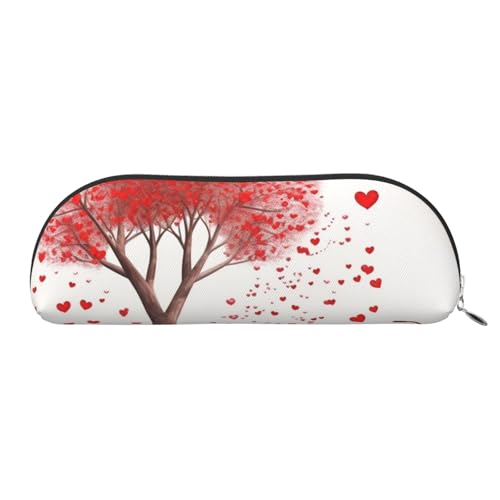 AMREWQYL Federmäppchen aus Leder mit romantischem Herz-Baum und Fahrrad, zum Muttertag, Valentinstag, tragbare Schreibwaren-Tasche von AMREWQYL